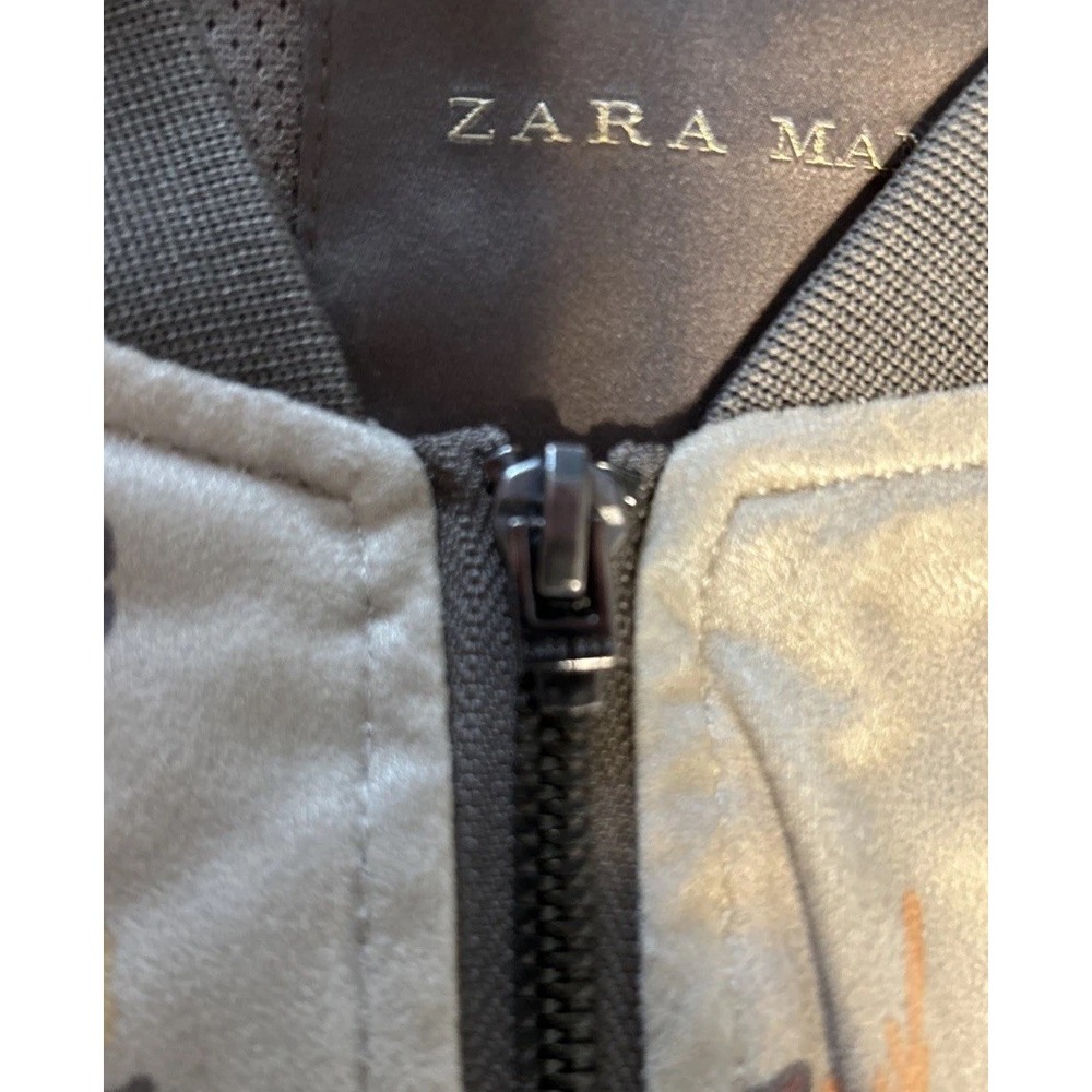 ZARA MAN Earth Tone Floral Bomber Flight Type Light Coat Jacket Size M Medium - Picture 8 of 8